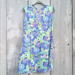 Title Nine Steadfast Diamalete Floral Indigo Athleisure Dress Women's Large